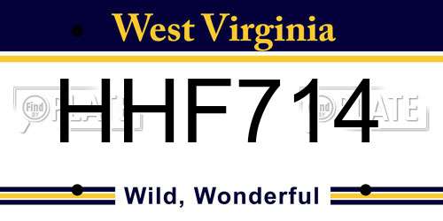 HHF714 West Virginia License Plate