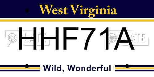 HHF71A West Virginia License Plate