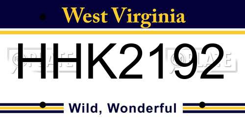 HHK2192 West Virginia License Plate