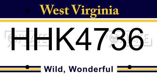 HHK4736 West Virginia License Plate