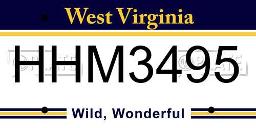 HHM3495 West Virginia License Plate