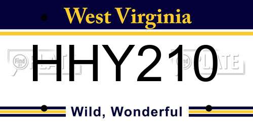 HHY210 West Virginia License Plate