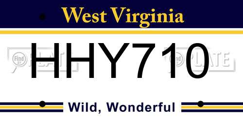 HHY710 West Virginia License Plate