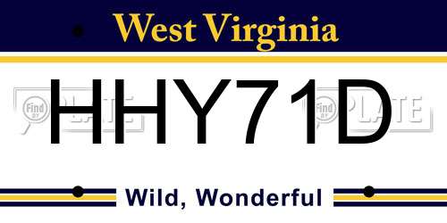 HHY71D West Virginia License Plate