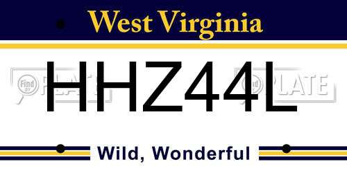 HHZ44L West Virginia License Plate