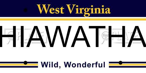 HIAWATHA West Virginia License Plate