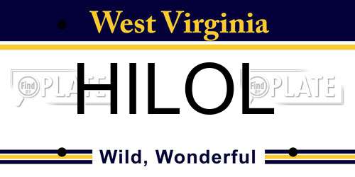 HILOL West Virginia License Plate