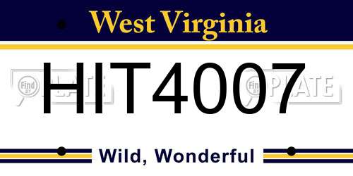 HIT4007 West Virginia License Plate