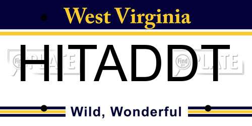 HITADDT West Virginia License Plate