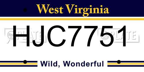 HJC7751 West Virginia License Plate