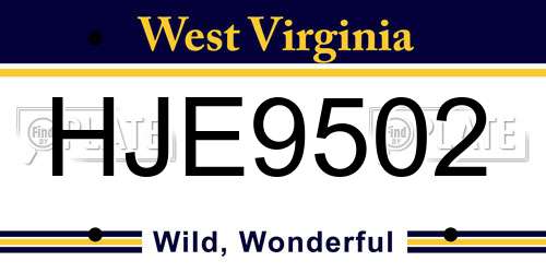 HJE9502 West Virginia License Plate