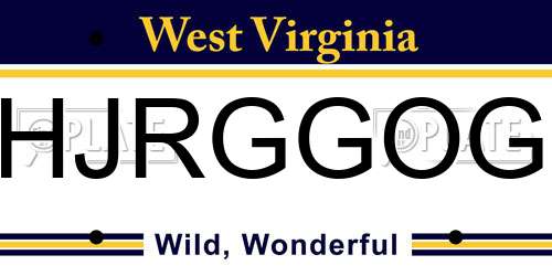 HJRGGOG West Virginia License Plate