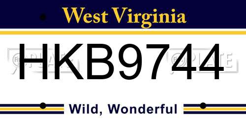 HKB9744 West Virginia License Plate