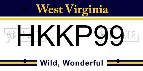 HKKP99 West Virginia License Plate