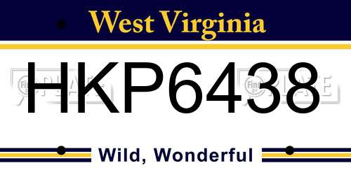 HKP6438 West Virginia License Plate