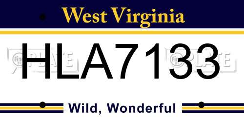 HLA7133 West Virginia License Plate
