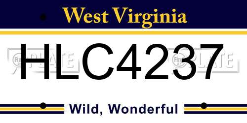 HLC4237 West Virginia License Plate