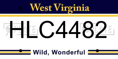 HLC4482 West Virginia License Plate