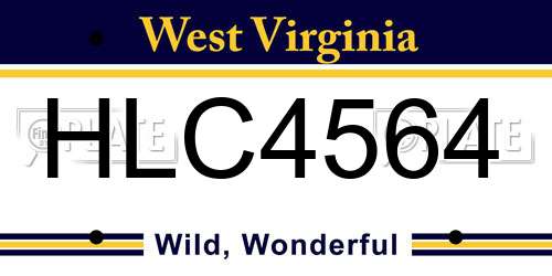 HLC4564 West Virginia License Plate