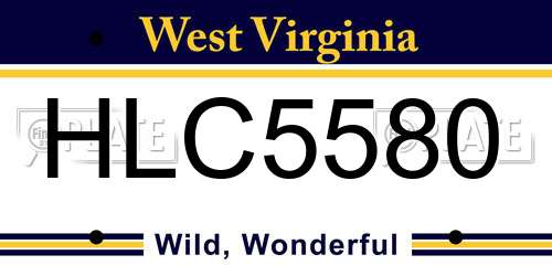 HLC5580 West Virginia License Plate