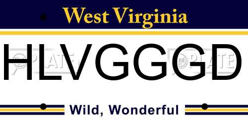 HLVGGGD West Virginia License Plate