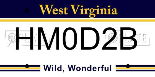 HM0D2B West Virginia License Plate
