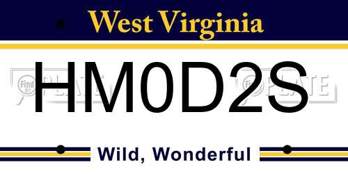 HM0D2S West Virginia License Plate