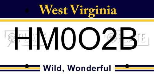 HM0O2B West Virginia License Plate