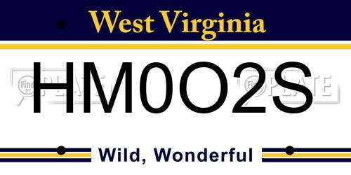 HM0O2S West Virginia License Plate