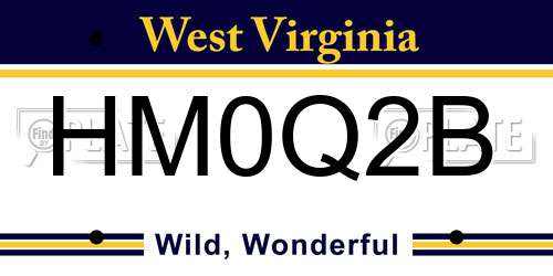 HM0Q2B West Virginia License Plate
