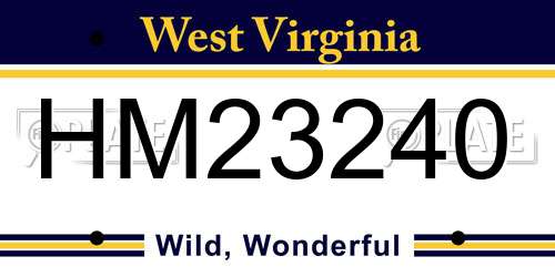 HM23240 West Virginia License Plate