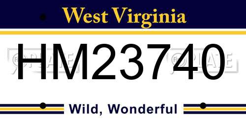 HM23740 West Virginia License Plate