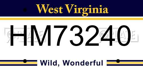 HM73240 West Virginia License Plate