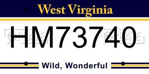 HM73740 West Virginia License Plate