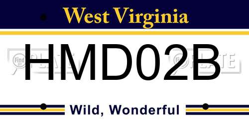 HMD02B West Virginia License Plate