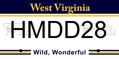 HMDD28 West Virginia License Plate