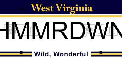 HMMRDWN West Virginia License Plate