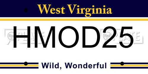 HMOD25 West Virginia License Plate