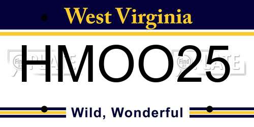 HMOO25 West Virginia License Plate