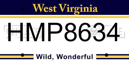 HMP8634 West Virginia License Plate