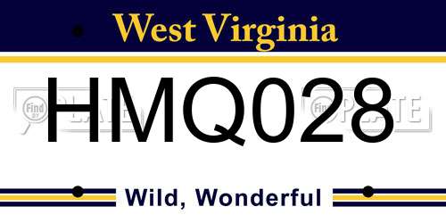 HMQ028 West Virginia License Plate