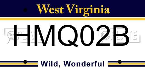 HMQ02B West Virginia License Plate