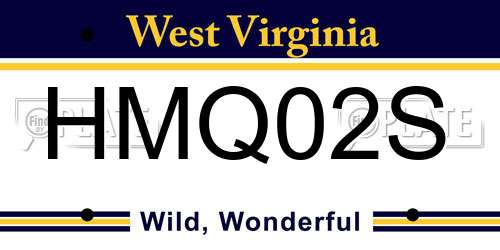 HMQ02S West Virginia License Plate