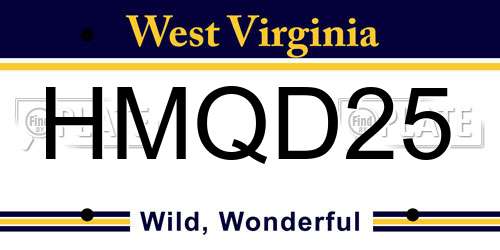 HMQD25 West Virginia License Plate