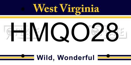 HMQO28 West Virginia License Plate