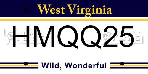HMQQ25 West Virginia License Plate