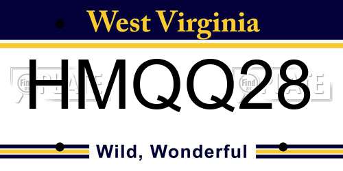 HMQQ28 West Virginia License Plate