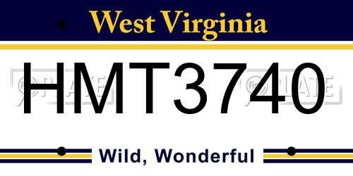 HMT3740 West Virginia License Plate