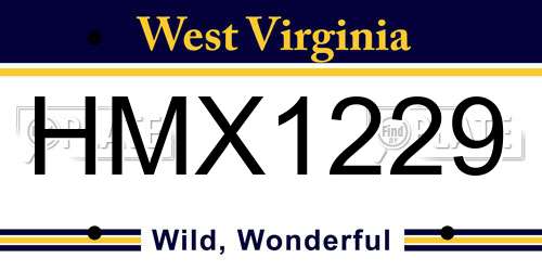 HMX1229 West Virginia License Plate