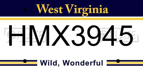 HMX3945 West Virginia License Plate